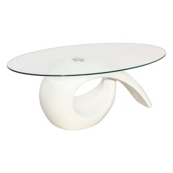 vidaXL Tavolino da Caffè con Ripiano Ovale in Vetro Bianco Lucido 