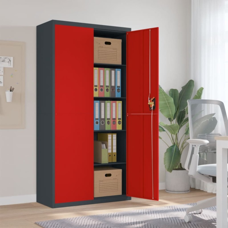 vidaXL Armadio Classificatore Antracite e Rosso 90x40x180cm in Acciaio vidaXL Armadio Classificatore Antracite e Rosso 90x40x180cm in Acciaio
