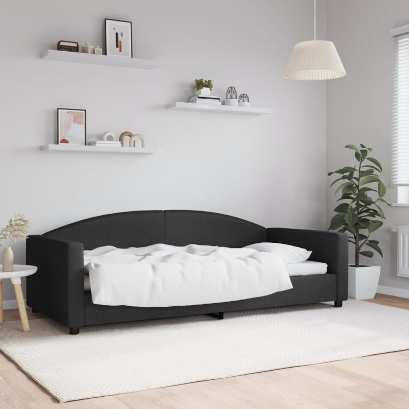 vidaXL Letto da Giorno Nero 90x200 cm in Tessuto vidaXL Letto da Giorno Nero 90x200 cm in Tessuto