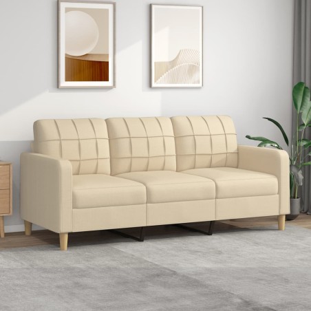 vidaXL Divano a 3 Posti Crema 180 cm in Tessuto