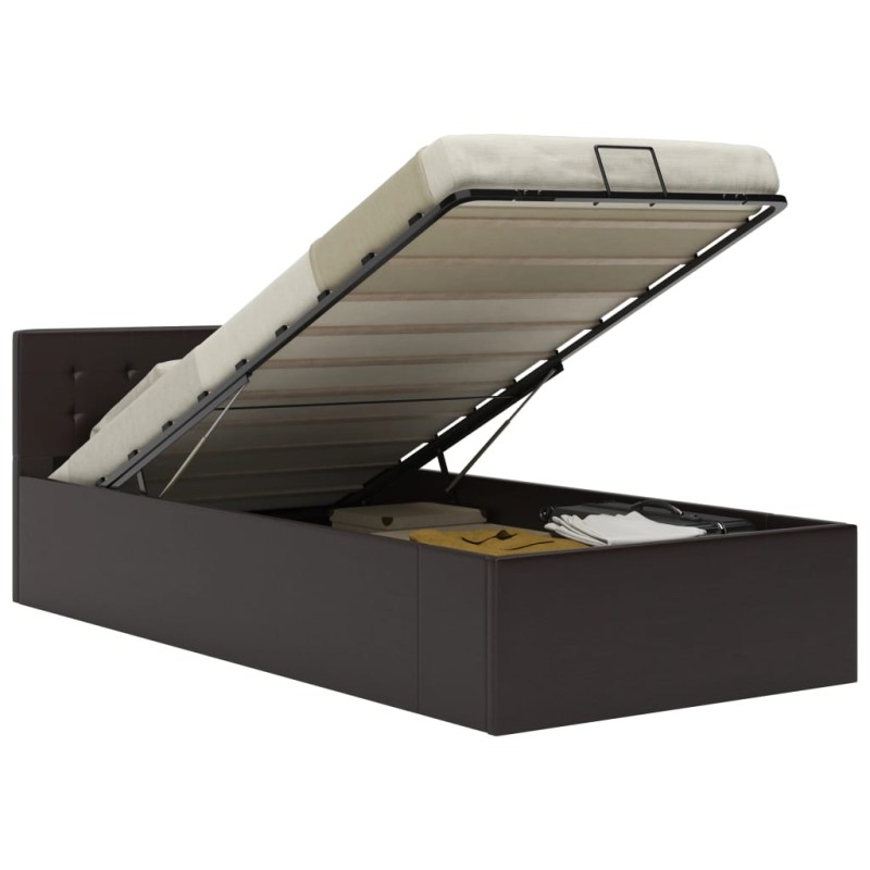 vidaXL Giroletto con Contenitore Idraulico Grigio Similpelle 90x200cm vidaXL Giroletto con Contenitore Idraulico Grigio Similpelle 90x200cm