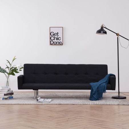 vidaXL Divano Letto con Braccioli Nero in Poliestere