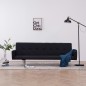 vidaXL Divano Letto con Braccioli Nero in Poliestere vidaXL Divano Letto con Braccioli Nero in Poliestere