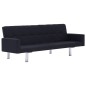 vidaXL Divano Letto con Braccioli Nero in Poliestere vidaXL Divano Letto con Braccioli Nero in Poliestere