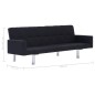 vidaXL Divano Letto con Braccioli Nero in Poliestere vidaXL Divano Letto con Braccioli Nero in Poliestere