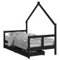 vidaXL Giroletto per Bambini con Cassetti Nero 80x160 cm Massello Pino vidaXL Giroletto per Bambini con Cassetti Nero 80x160 cm Massello Pino