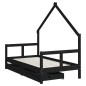 vidaXL Giroletto per Bambini con Cassetti Nero 80x160 cm Massello Pino vidaXL Giroletto per Bambini con Cassetti Nero 80x160 cm Massello Pino