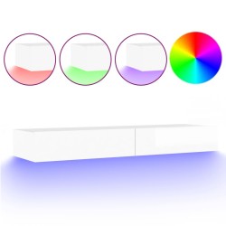 vidaXL Mobile Porta TV con Luci LED Bianco Lucido 120x35x15,5 cm