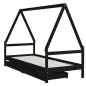 vidaXL Giroletto per Bambini con Cassetti Nero 90x190 cm Massello Pino vidaXL Giroletto per Bambini con Cassetti Nero 90x190 cm Massello Pino