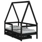 vidaXL Giroletto Bambini con Cassetti Nero 70x140cm Massello di Pino