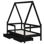 vidaXL Giroletto Bambini con Cassetti Nero 70x140cm Massello di Pino