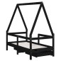 vidaXL Giroletto Bambini con Cassetti Nero 70x140cm Massello di Pino