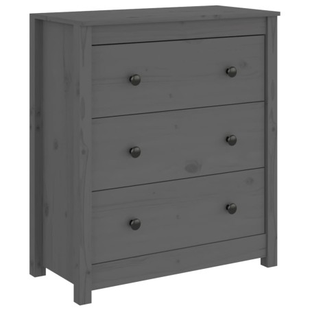 Credenza Grigia 70x35x80 cm in Legno Massello di Pino