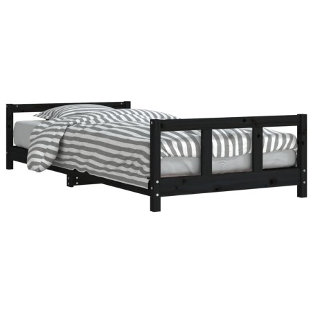 vidaXL Giroletto per Bambini Nero 90x190 cm in Legno Massello di Pino