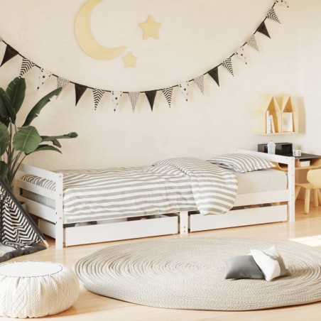 vidaXL Giroletto Bambini con Cassetti Bianco 90x190 cm Massello Pino