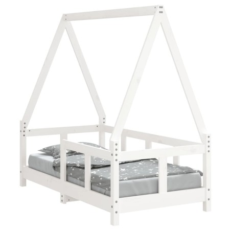 vidaXL Giroletto per Bambini Bianco 70x140cm in Legno Massello di Pino