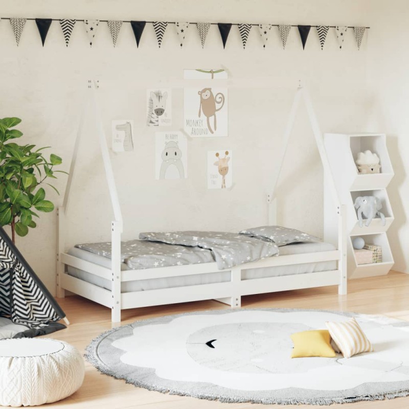 vidaXL Giroletto per Bambini Bianco 80x160cm in Legno Massello di Pino vidaXL Giroletto per Bambini Bianco 80x160cm in Legno Massello di Pino