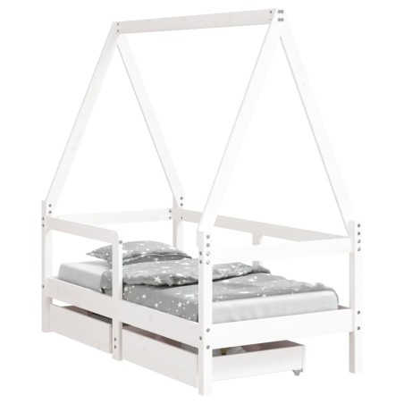 vidaXL Giroletto Bambini con Cassetti Bianco 70x140cm Massello di Pino