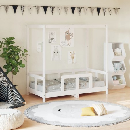 vidaXL Giroletto per Bambini Bianco 70x140cm in Legno Massello di Pino
