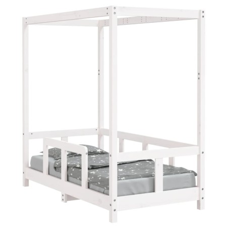 vidaXL Giroletto per Bambini Bianco 70x140cm in Legno Massello di Pino