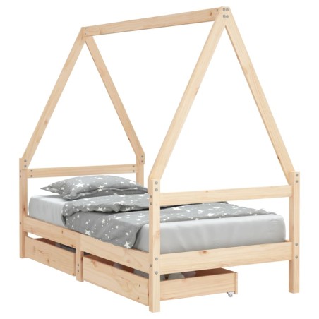 vidaXL Giroletto per Bambini con Cassetti 80x160cm Legno Massello Pino