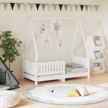 vidaXL Giroletto per Bambini Bianco 70x140cm in Legno Massello di Pino