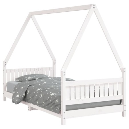 vidaXL Giroletto per Bambini Bianco 90x190cm in Legno Massello di Pino