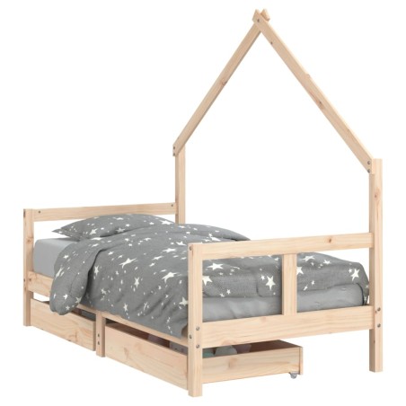 vidaXL Giroletto per Bambini con Cassetti 80x160cm Legno Massello Pino