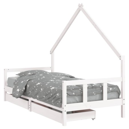 vidaXL Giroletto Bambini con Cassetti Bianco 90x190 cm Massello Pino