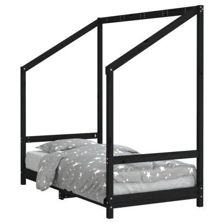 vidaXL Giroletto per Bambini Nero 80x160 cm in Legno Massello di Pino