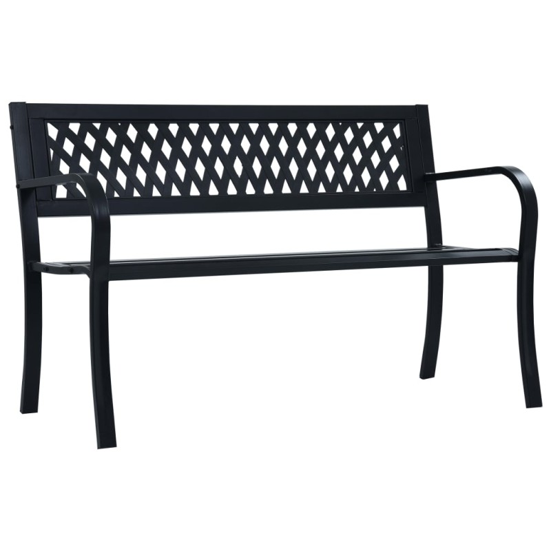 vidaXL Panchina da Giardino 125 cm Nera in Acciaio vidaXL Panchina da Giardino 125 cm Nera in Acciaio