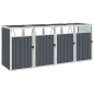 vidaXL Copri Bidone Rifiuti Quadruplo Grigio 286x81x121 cm in Acciaio