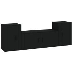 Set Mobili Porta TV 3 pz Nero in Legno Multistrato