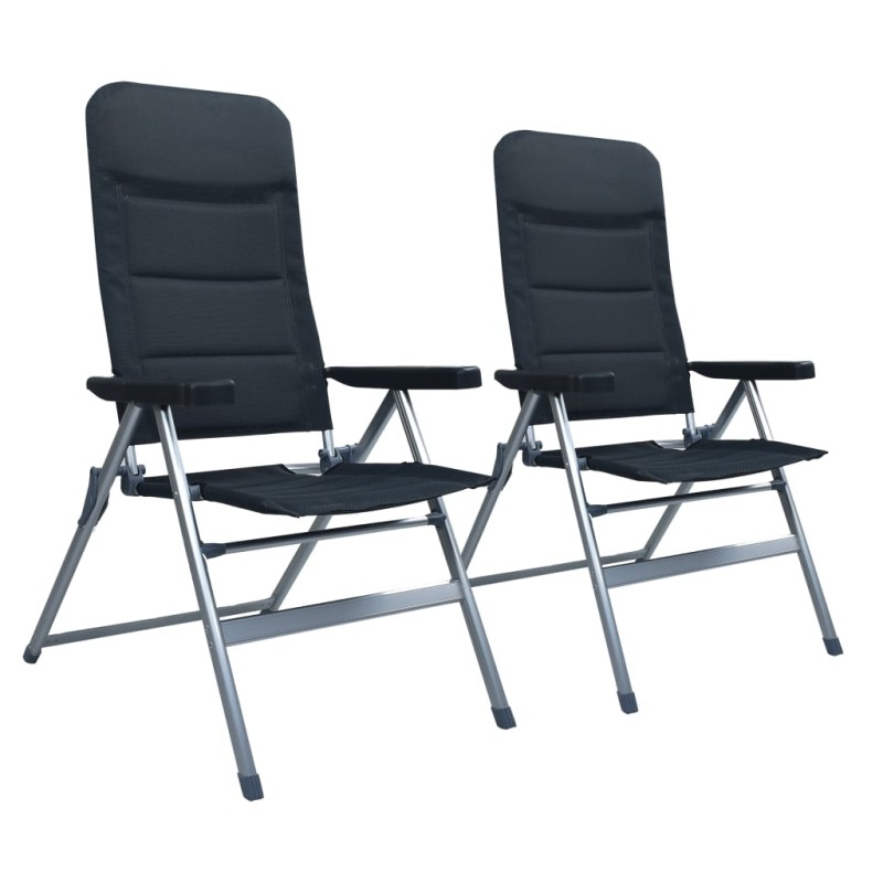 vidaXL Sedie da Giardino Reclinabili 2 pz in Alluminio Nere vidaXL Sedie da Giardino Reclinabili 2 pz in Alluminio Nere
