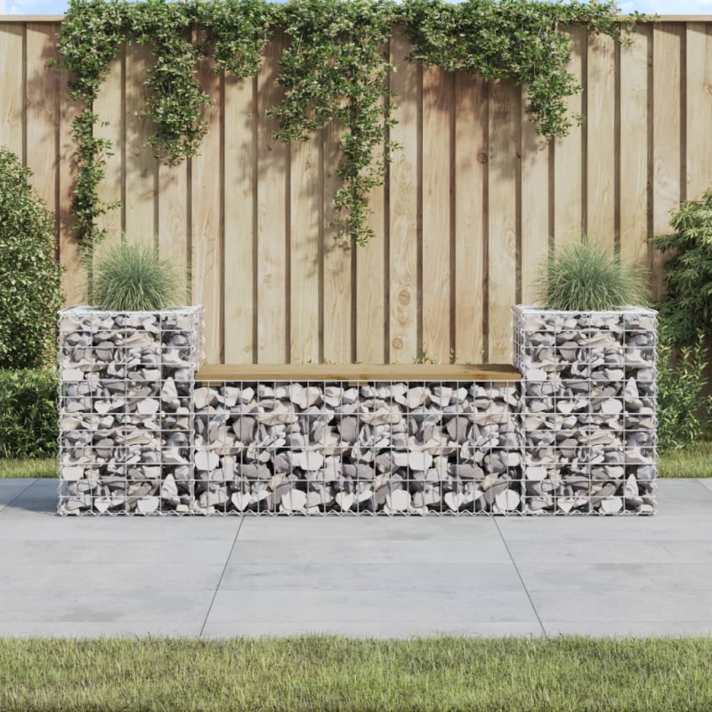 vidaXL Panca da Giardino Design Gabbione 183x41x60,5cm Pino Impregnato vidaXL Panca da Giardino Design Gabbione 183x41x60,5cm Pino Impregnato