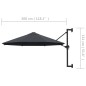 vidaXL Ombrellone a Muro con Palo in Metallo 300 cm Antracite vidaXL Ombrellone a Muro con Palo in Metallo 300 cm Antracite