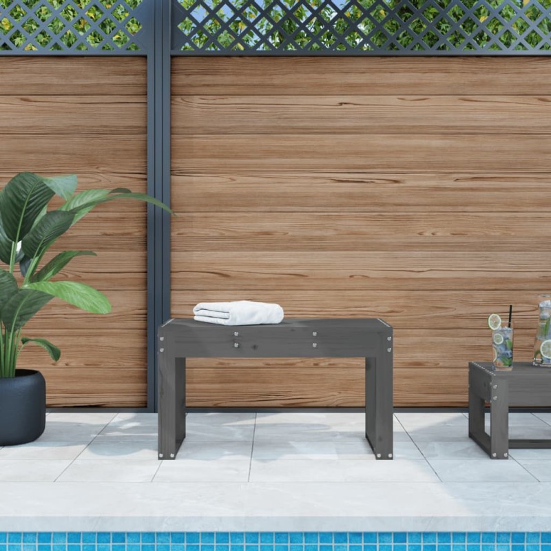 vidaXL Panca da Giardino Grigia 80x38x45 cm Legno Massello di Pino vidaXL Panca da Giardino Grigia 80x38x45 cm Legno Massello di Pino