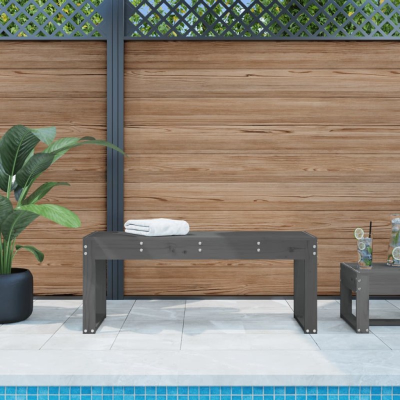 vidaXL Panca da Giardino Grigia 110x38x45 cm Legno Massello di Pino vidaXL Panca da Giardino Grigia 110x38x45 cm Legno Massello di Pino
