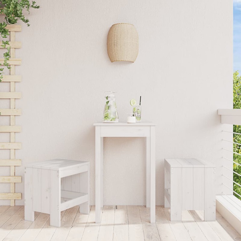 vidaXL Sgabelli da Giardino 2pz Bianchi 40x36x45cm Legno Massello Pino vidaXL Sgabelli da Giardino 2pz Bianchi 40x36x45cm Legno Massello Pino