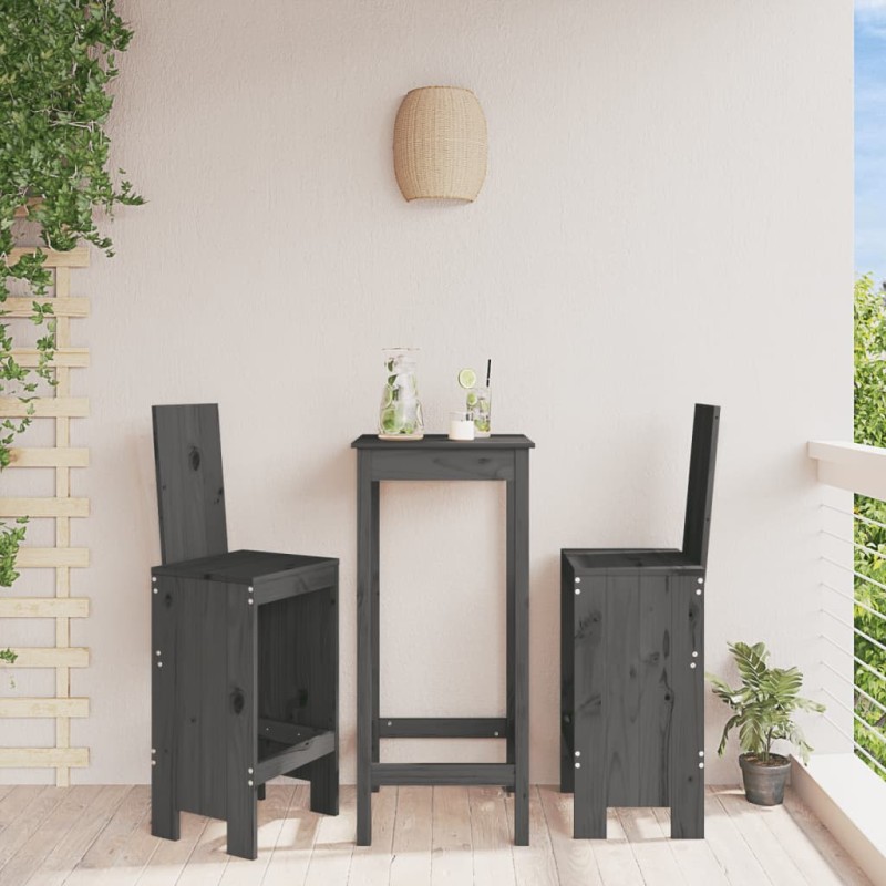 vidaXL Sgabelli da Bar 2pz Grigi 40x42x120 cm Legno Massello Pino vidaXL Sgabelli da Bar 2pz Grigi 40x42x120 cm Legno Massello Pino