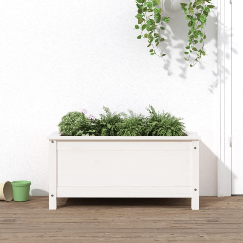 vidaXL Fioriera da Giardino Bianca 82,5x40x39cm Legno Massello di Pino vidaXL Fioriera da Giardino Bianca 82,5x40x39cm Legno Massello di Pino