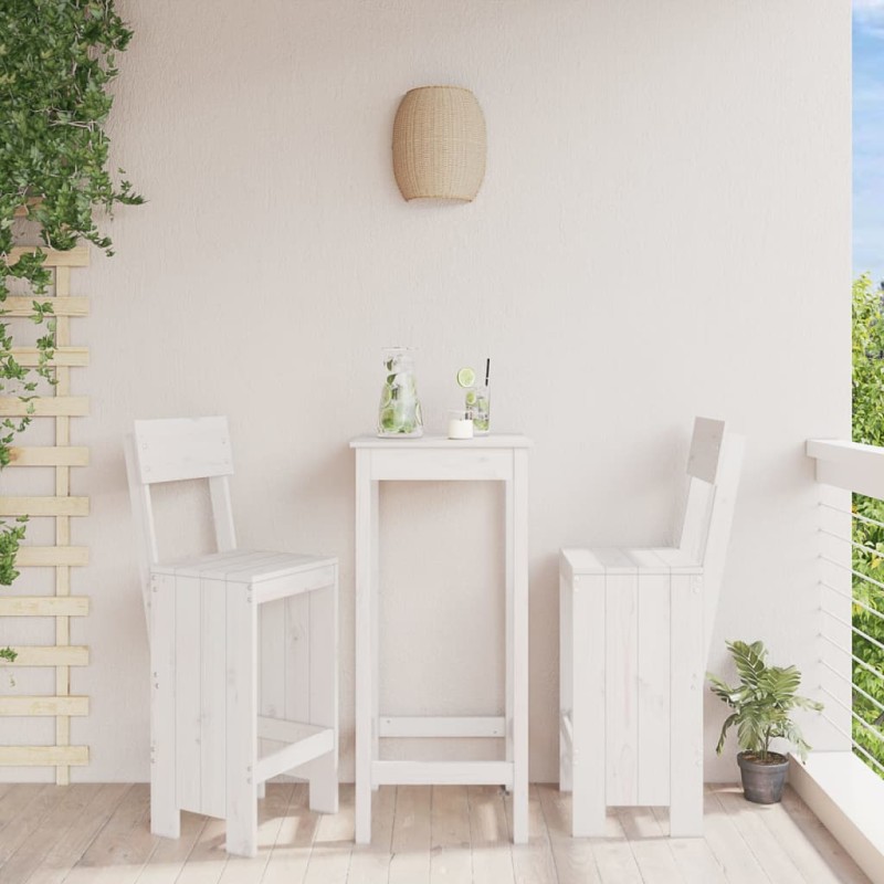 vidaXL Sgabelli da Bar 2pz Bianchi 40x48,5x115,5cm Legno Massello Pino vidaXL Sgabelli da Bar 2pz Bianchi 40x48,5x115,5cm Legno Massello Pino