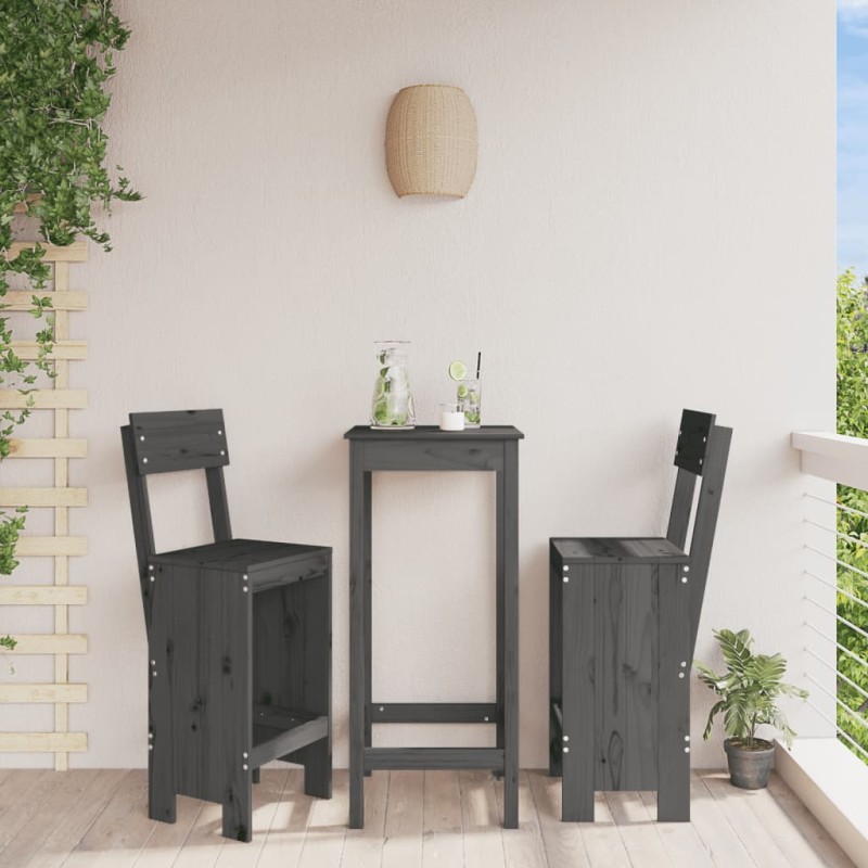 vidaXL Sgabelli da Bar 2pz Grigi 40x48,5x115,5 cm Legno Massello Pino vidaXL Sgabelli da Bar 2pz Grigi 40x48,5x115,5 cm Legno Massello Pino