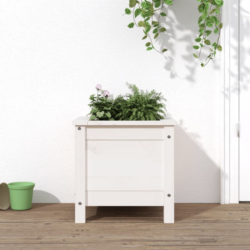 vidaXL Fioriera da Giardino Bianca 40x40x39 cm Legno Massello di Pino vidaXL Fioriera da Giardino Bianca 40x40x39 cm Legno Massello di Pino