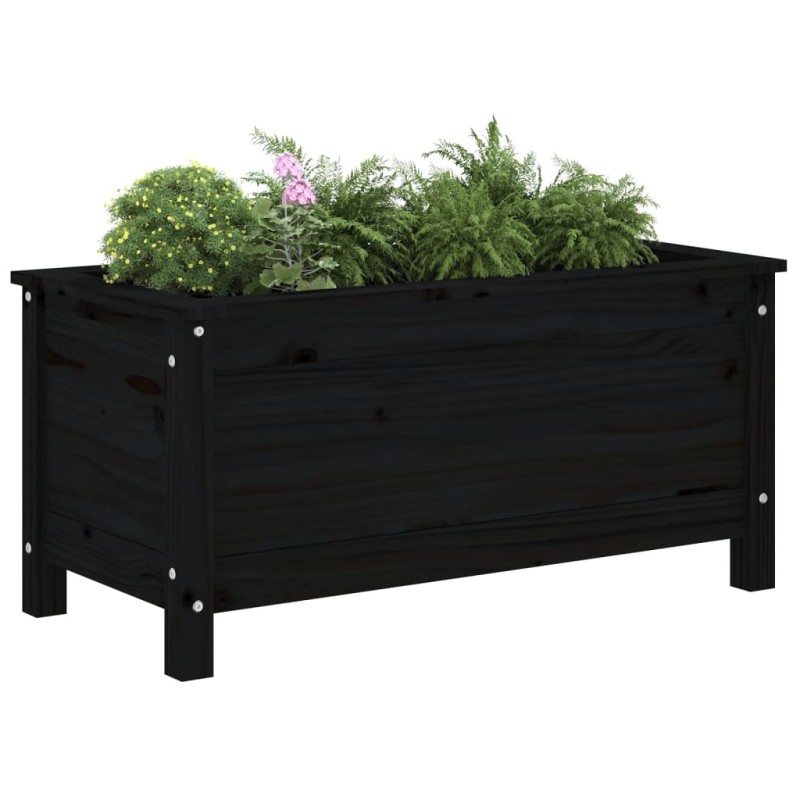 vidaXL Fioriera da Giardino Nera 82,5x40x39 cm Legno Massello di Pino vidaXL Fioriera da Giardino Nera 82,5x40x39 cm Legno Massello di Pino
