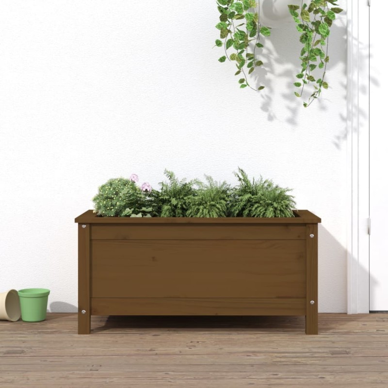 vidaXL Fioriera da Giardino Miele 82,5x40x39 cm Legno Massello di Pino vidaXL Fioriera da Giardino Miele 82,5x40x39 cm Legno Massello di Pino