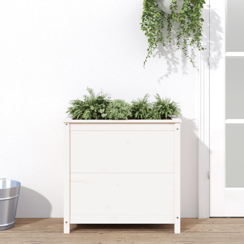 vidaXL Fioriera da Giardino Bianca 82,5x40x78cm Legno Massello di Pino vidaXL Fioriera da Giardino Bianca 82,5x40x78cm Legno Massello di Pino