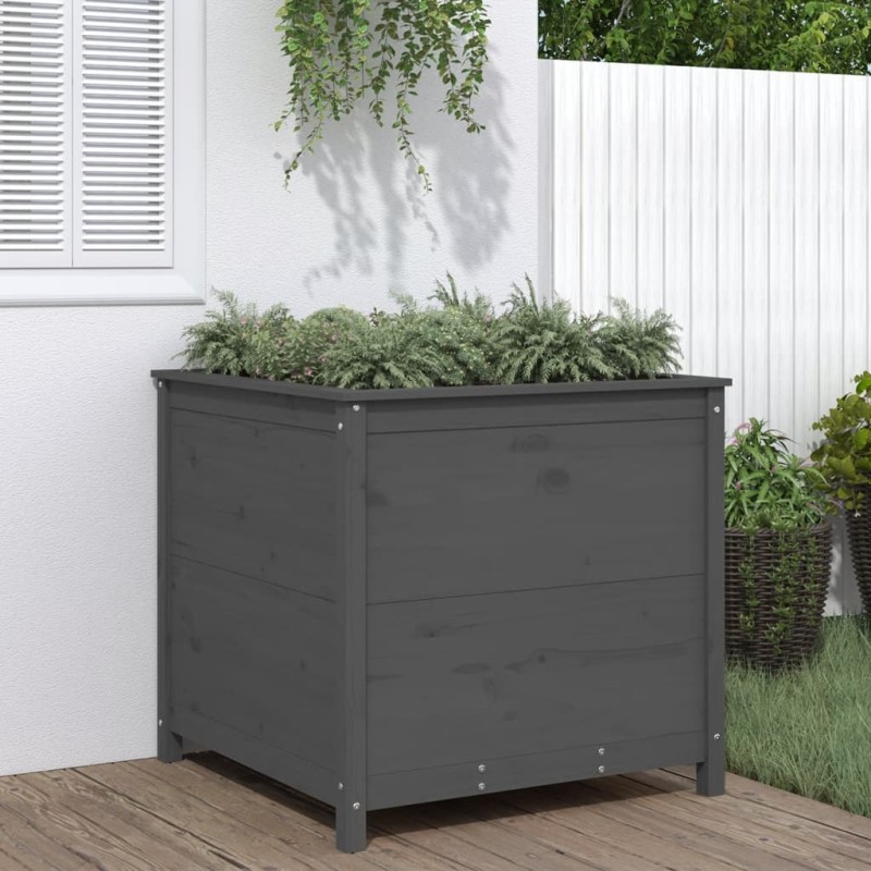 vidaXL Fioriera da Giardino Grigia 82,5x82,5x78cm Legno Massello Pino vidaXL Fioriera da Giardino Grigia 82,5x82,5x78cm Legno Massello Pino