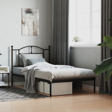 vidaXL Giroletto con Testiera in Metallo Nero 100x190 cm