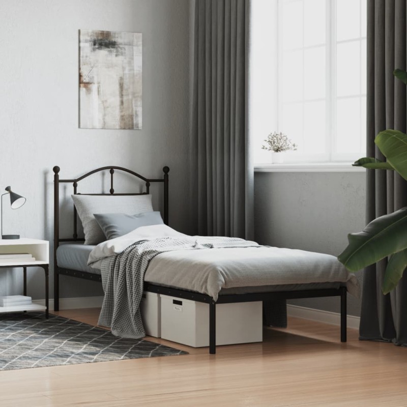 vidaXL Giroletto con Testiera in Metallo Nero 90x200 cm